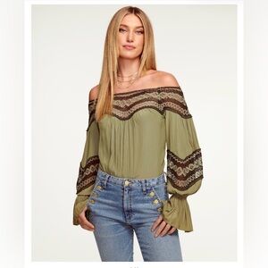 Ramy Brook Mandie Off the Shoulder Blouse in Clover
